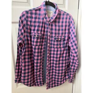 Abercrombie & Fitch Pink and Blue Plaid Button Down Top